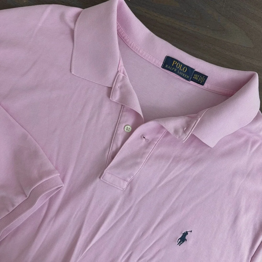 Polo Ralph Lauren Polo Shirt Pink Pony Soft Short Sleeve Performance Mens 4XLT